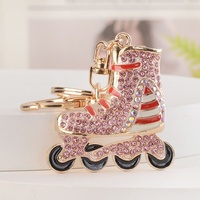 Porte-clés transfrontalier haut de gamme en métal, orné de strass, motif patins à glace, accessoire de sac, modèle YS-00048 fabriqué en Chine