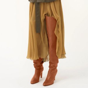 Big Size 46 Women Winter Western Over-the-Knee High Boots <b>Round</b> <b>Toe</b> Knight Booties Chunky <b>Heels</b> Back V-shaped Wide Fit Shoes - Product Image 1