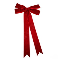 Noeud pré-noué en velours rouge double couche fait main E-Magic avec ruban à coupe queue de poisson et baguette magique pour emballage de boîte cadeau de Noël