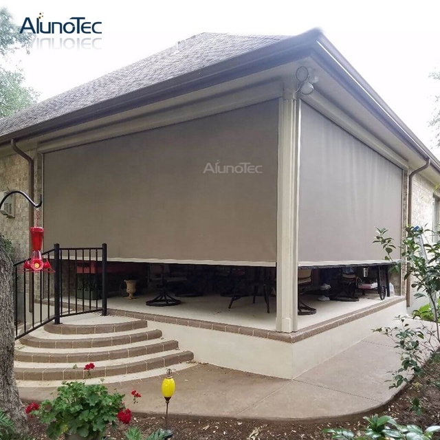 Garden Rain Proof Retractable Blind Shades Motorized Zip Screen External Blinds