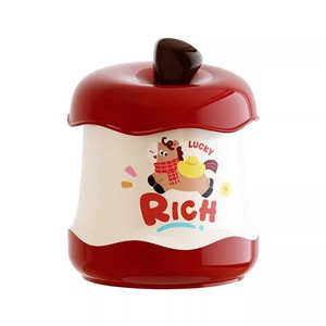 Poubelle de bureau en forme de pomme avec couvercle pour la maison et le bureau, bac de rangement décoratif - Product Image 5