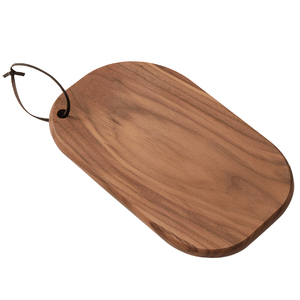 Assiette à dîner en bois de noyer noir, ensemble de vaisselle en bois massif, assiette à collation avec sangle en cuir pour la restauration - Product Image 6