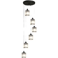 Lustre long pour escalier, luminaire de luxe en fer forgé, style nordique simple et moderne, pour villa, pavillon, restaurant rotatif, LED central