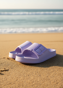 Sandali infradito in EVA viola taglia 24 unisex, piatti, a punta aperta, tinta unita, con chiusura a fibbia, stile estivo - Product Image 2