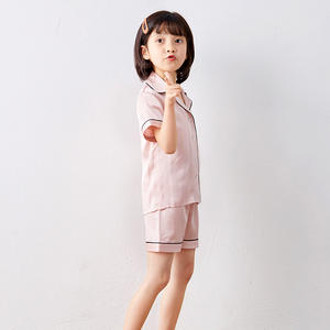 Pigiami in tinta unita su misura per bambini Set da notte per bambini pigiami in seta per bambine pigiami corti estivi in seta per bambini - Product Image 5