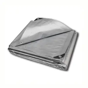 批发3x4m 3x5m银色重型耐用户外防水聚乙烯防水布防水布盖