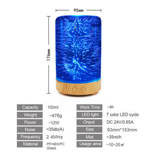 Difusor de Aroma 3D Lumina, Humidificador de 0.5L con Pantalla de Vidrio, Luz Nocturna LED para Uso Doméstico y Comercial - Product Image 2