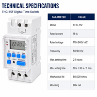 THC-15F bel Mini bi-volt, kontrol harian dapat diprogram 16amp 24vdc AUTO Din Rail Mounted Digital Theory detik Switch Timer
