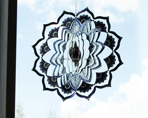 Molino de Viento Mandala al por Mayor, Decoración de Jardín, Molino de Viento Metálico Colgante para Exteriores, Adornos Giratorios para Césped, Esculturas Artísticas - Product Image 5