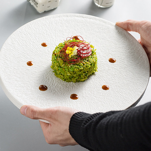 จานสเต็กเซรามิกสีดำด้านสีขาว8/10นิ้วจานทรงสี่เหลี่ยมสำหรับใส่ซูชิของหวานทำจากหินทรงกลมจานสำหรับร้านอาหาร - Product Image 4