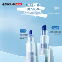 Surligneurs Genvana en gros, 6 couleurs, double pointe, encre fluorescente, marqueurs multicolores