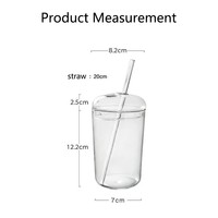 Vaso de Vidrio de Borosilicato de Gran Capacidad con Logotipo Personalizado, Tapa de Vidrio y Pajita de Vidrio