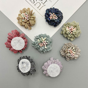 Accesorios para el cabello con flores de tela con brillantina estilo coreano de 3 cm, hechos a mano, para ropa, zapatos, sombreros, joyería, informal. - Product Image 2