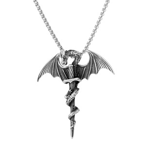 Yunnique – collier avec pendentif épée de dragon en acier inoxydable, bijoux de mode de Style Punk pour hommes - Product Image 5