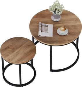 <span class=keywords><strong>Table</strong></span> basse en bois moderne, meuble de salon rond en bois massif - Product Image 1