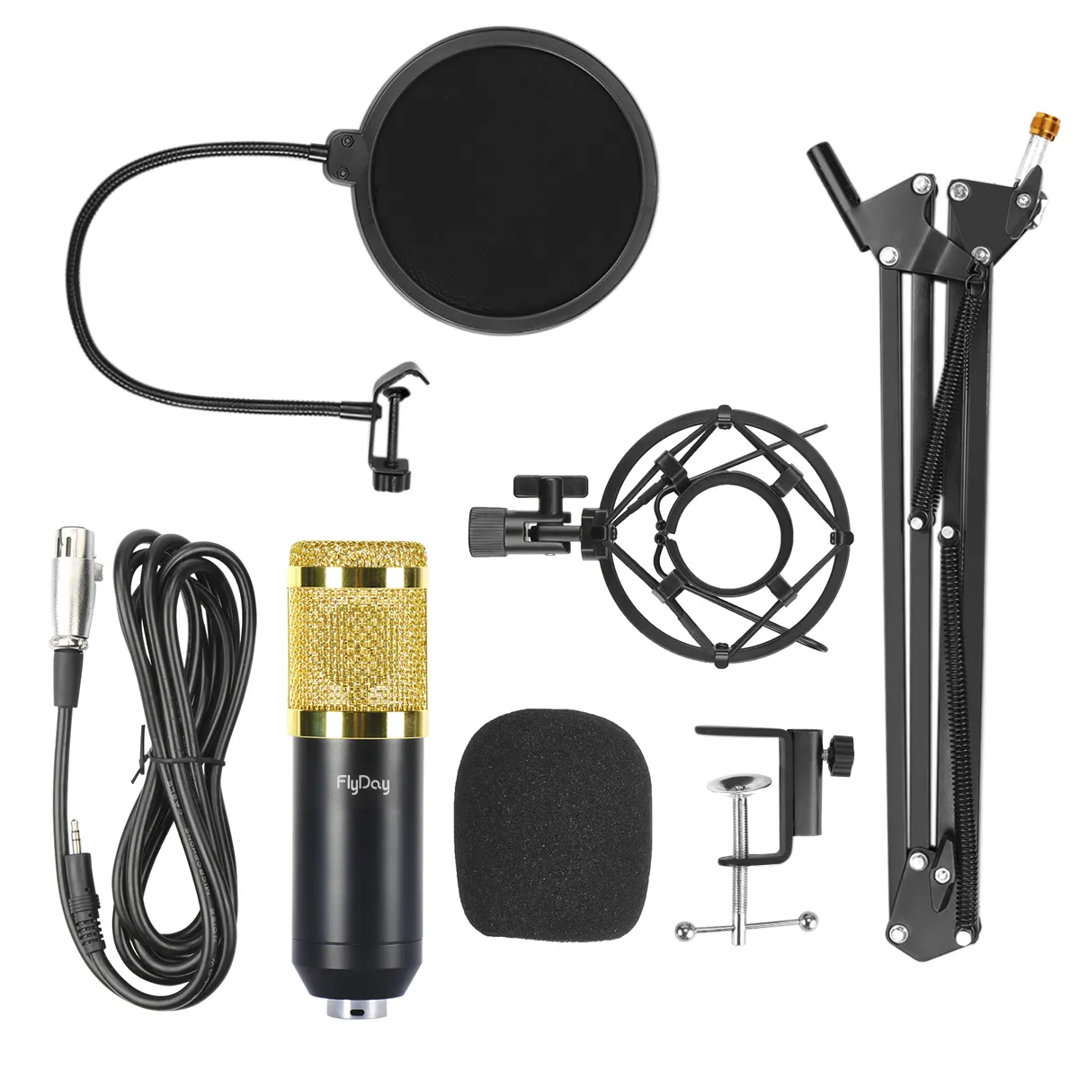 Nhà Máy OEM PC Máy Tính Podcast Ghi Âm Studio Condenser Microphone Với Shock Mount Arm Scissor Đứng