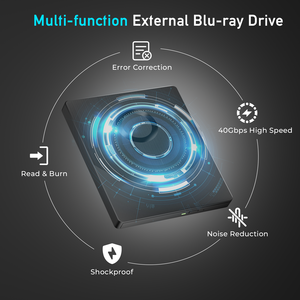 Lecteur Blu-ray externe 8-en-1 avec prise en charge BDXL 100G, <span class=keywords><strong>graveur</strong></span> Blu-ray 3D USB 3.0 Type-C pour PC portable - Product Image 6