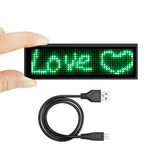 Multi-language LED Programable Badges Name Tags Green Scrolling Text Message Name Card Tag Sign Advertising Board