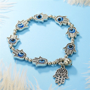 RINHOO Braccialetto Trendy Turco con Amuleto Occhio di Allah Blu, Bracciali con Perline in Resina e Cristallo Mano di Fatima, Gioielli Portafortuna per Donna e Uomo - Product Image 5