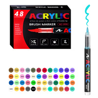 Marqueurs de Peinture Acrylique Liquide Non Toxiques avec Couleurs Vives, Ensemble de 12/24/36/48/60/72/120 Couleurs pour Roche, Tissu et Chaussures