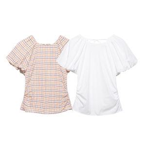 Blusa de Popelina con Mangas Abullonadas Estilo Europeo para Mujer, Colección Primavera 2026 - Fabricación OEM/ODM por Fábrica de Ropa China - Product Image 1