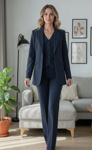 Traje de Pantalón de Tres Piezas Premium para Invitadas de Boda, Conjunto Formal con Blazer Estructurado, Chaleco y Pantalones a Juego - Product Image 4
