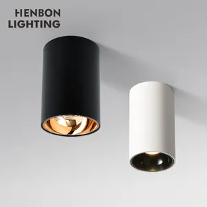 Henbon Lampu Downlight LED COB 7 12 15 18 20 25 30 W, Permukaan Aluminium Dalam Ruangan Pengiriman Cepat