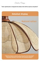 Luminaire suspendu en rotin à plusieurs niveaux, style bohème chic, avec accents en bois, design moderne du milieu du siècle, lumière LED chaude pour salles à manger