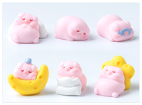 Kawaii miniatur aksesoris pertanian taman Resin gambar hewan 3d tidur babi dengan bintang bulan bom mandi mainan kecil toko patung kecil