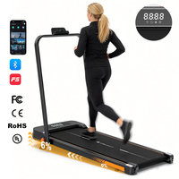Tapis de course domestique intelligent à écran LED, 1,5 CV, réglage de vitesse, bande extra large, avec inclinaison manuelle