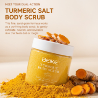BEIKE Gommage Corporel au Sel de Curcuma Bio, Crème Hydratante Végane pour Éclaircir la Peau, Gommage Visage et Corps aux Herbes avec Étiquettes Personnalisées