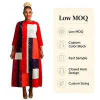 Robe longue plissée à imprimé géométrique coloré pour femmes africaines, manches 3/4, coupe ample, pour tenue décontractée, Sehe Fashion