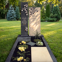 Monument funéraire double en granit noir et beige, style européen moderne, sur mesure QUYANG