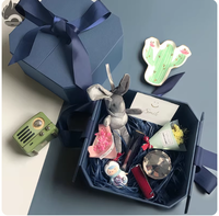 Boîte en papier octogonale à double porte personnalisée et créative, emballage de Noël pour cosmétiques et maquillage, boîte cadeau avec couvercle magnétique et ruban