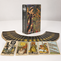 Cartes de tarot en papier noir portables avec impression personnalisée, imperméables, 78 cartes d'oracles exquises, jeu de divination avec boîte de rangement