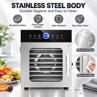 RVS Voedseldehydrator met digitale touchscreen-bediening voor het drogen van fruit, vlees, groenten en huisdierensnacks