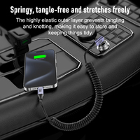 Câble USB-C en spirale à angle droit PD3.1 240W 5A Charge rapide 20 Gbit/s USB3.2 Gen2x2 4K 60Hz Blindage tressé avec marqueur E et ressort