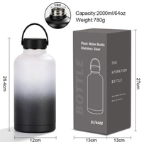 Nouvelle tasse isotherme transfrontalière 2026 en acier inoxydable 304 de 2000 ml, double paroi, design droit, portable, avec couvercle en PP