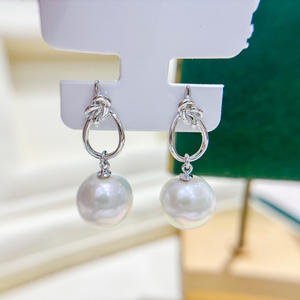 Accessoires en argent S925 pour la création de bijoux, plateau vide avec perles rondes de 8 à 12 mm, boucles d'oreilles pendantes tendance 22227 - Product Image 3