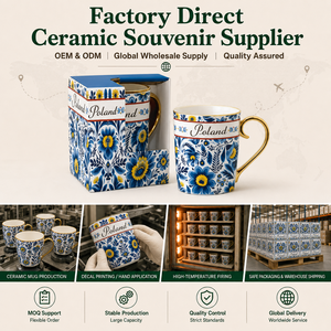 Taza de Cerámica de Recuerdo de Polonia, <span class=keywords><strong>Europa</strong></span>, Diseño Floral de Arte Popular, Taza de Café Personalizada, Fabricante de Regalos, OEM, ODM, Venta al Por Mayor - Product Image 6