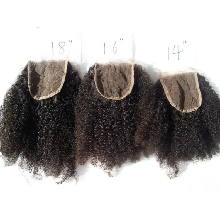 Afro Kinky Curly Brazilian Virgin Human Hair 4x4 swiss lace closure 4b/4c hair weft for black woman custom 5x5 6x6 hd hair piece