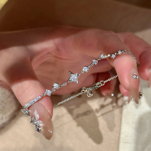Bulk Wholesale 925 Sterling Silver <b>Bracelet</b> Elegant <b>Crystal</b> Beaded Bangle Jewelry Supplier Ready To Ship In Stock For Women - Product Image 1