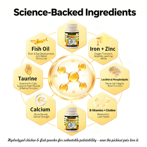 Comprimés d'huile de poisson pour animaux de compagnie pour un pelage brillant et la santé cérébrale, Oméga 3 DHA EPA 30%, complément de croissance pour chiens et chats avec lécithine et taurine - Product Image 2