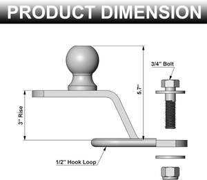 <span class=keywords><strong>Adaptateur</strong></span> d'<span class=keywords><strong>attelage</strong></span> à 3 voies 64008 peint en noir OEM avec boule de 2 pouces pour ATV/UTV - Product Image 3