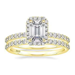 High Quality Romantic Women's Promise <b>Ring</b> 2CT Zircon 14K Gold Plated S925 Sterling <b>Silver</b> Bridal <b>Ring</b> <b>Set</b> for Wedding - Product Image 6