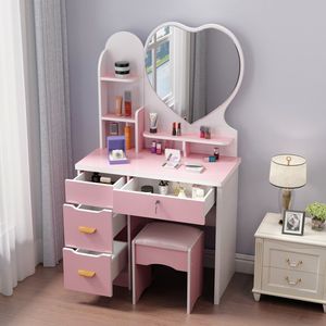 Meuble de chambre à coucher moderne en bois de pin, <span class=keywords><strong>commode</strong></span> <span class=keywords><strong>pas</strong></span> chère, coiffeuse, table de maquillage <span class=keywords><strong>blanche</strong></span>, miroir éclairé, maquillage amovible - Product Image 2