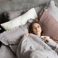 Parure de lit 100 % lin couleur unie, taille Queen/King, 200 fils/cm², certifiée OEKO-TEX, personnalisable, avec taies d'oreiller et couette style shabby chic