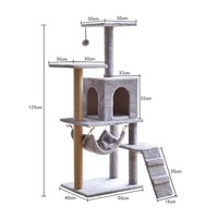 Arbre à chat en flanelle avec hamac amovible Sisal griffoir arbre à chat pour chats d'intérieur