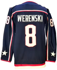 Новые хоккейные джерси Columbus Blue Jackets 2026 года: 86 Киррил Марченко, 8 Зак Виренски — высококачественные, прошитые. - Product Image 3