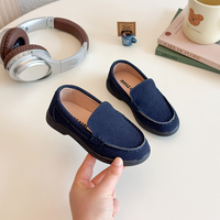 Chaussures plates décontractées pour garçons et filles, bout rond, en cuir souple, mocassins à enfiler, chaussures d'école pour enfants